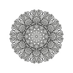 Decorative mandala and pattern for Mehndi, wedding, tattoo, islam, indian, arabic. Outline mandalas coloring book page.