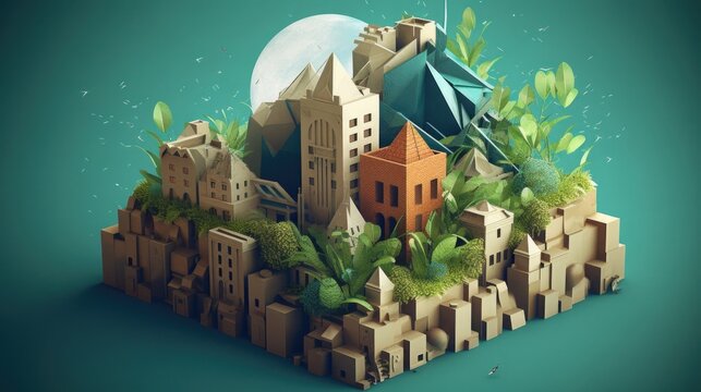 Environmental Sustainability: Conceptual metaphor illustration with clear visual hierarchy. Generative Ai