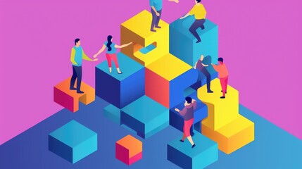 Obraz premium Team Collaboration: Figurative analogy drawing with uncluttered visual setup. Generative Ai