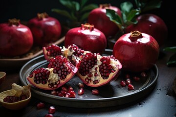 pomegranate fruit being used in culinary creations, created with generative ai