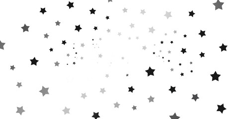 Silver star of confetti. Falling stars on a white background. Illustration of flying shiny stars. - png transparent