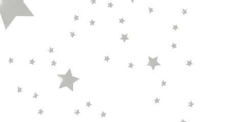 Silver stars confetti rain festive holiday background. Vector silver paper foil stars - png transparent