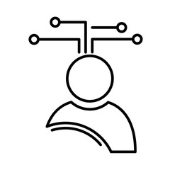 Work teamwork icon with black outline style. organization, sign, computer, communication, human, manager, success. Vector Illustration