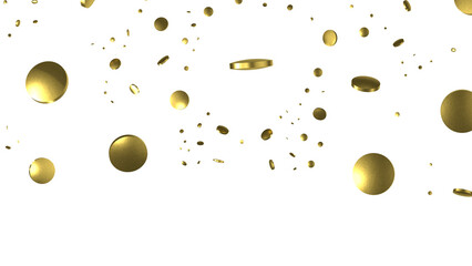 Glittering confetti on a transparent background. Holiday, birthday and Christmas decoration