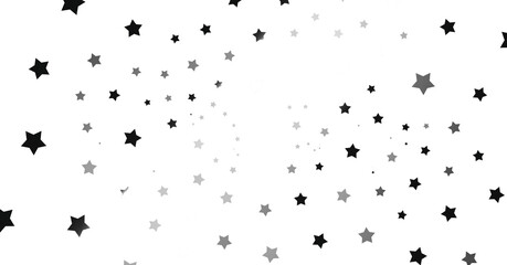 Silver star of confetti. Falling stars on a white background. Illustration of flying shiny stars. - png transparent