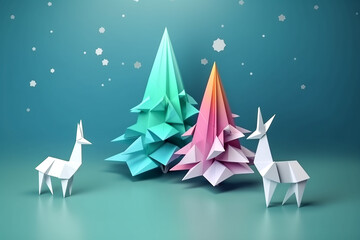 Weihnachtsszene Origami KI