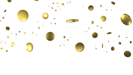 Glittering confetti on a transparent background. Holiday, birthday and Christmas decoration