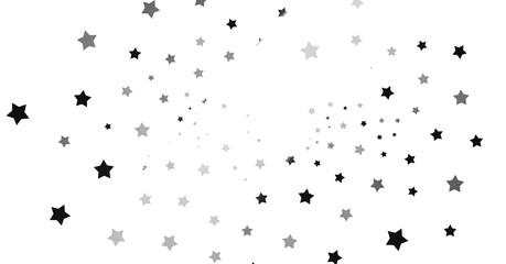 Silver star of confetti. Falling stars on a white background. Illustration of flying shiny stars. - png transparent