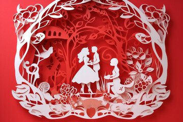 Valentinstag Papercut KI