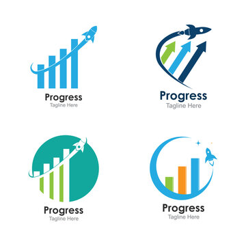Rocket progress logo,good progress logo vector icon illustration design.