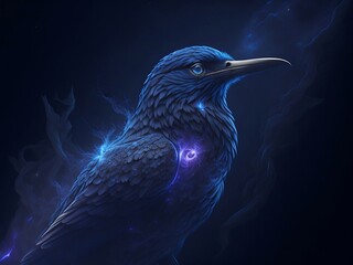 Cuervo mágico azul