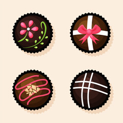 Collection of Chocolate Bonbon Dessert Illustration