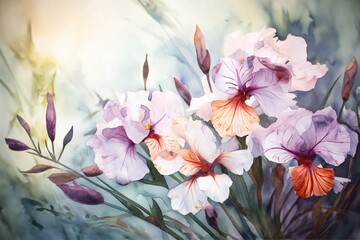 flower background, irises, watercolor - Ai