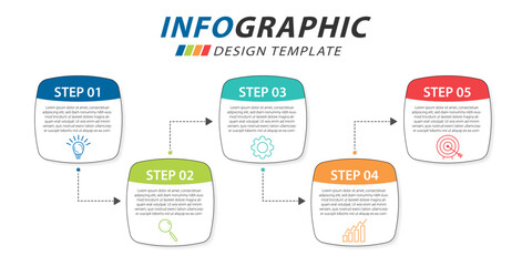 Timeline Creator infographic template. 5 Step timeline journey, calendar flat simple infographics design template. presentation graph. Business concept with 5 options, vector illustration.