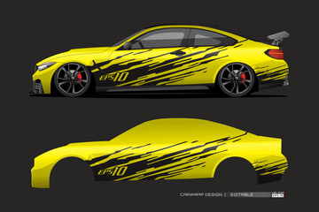 Racing car wrap design vector for race car. Graphic abstract stripe racing background kit designs vector © MONTRI