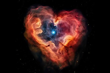 heart-shaped nebula with vivid colors and delicate features, created with generative ai