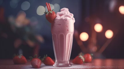 Keuken spatwand met foto Strawberry milk shake Generative AI  © Wagner