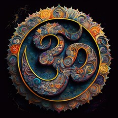 a circular artwork with an om symbol in the middle