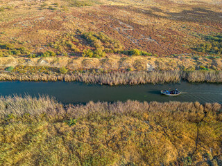 Gediz delta fishermen live in the river among the reeds.
