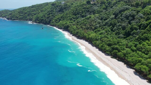 view of the sea from drone in San Rafael, Dominican Republic