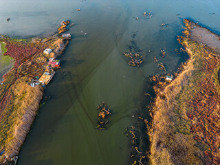 Gediz delta fishermen live in the river among the reeds.