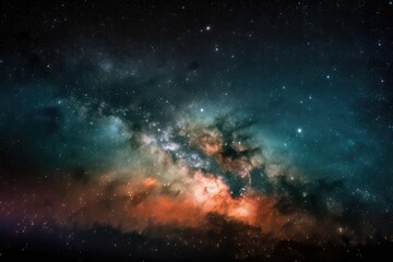 Naklejka na ściany i meble close-up of galaxy and nebula formation, with stars shining brightly, created with generative ai