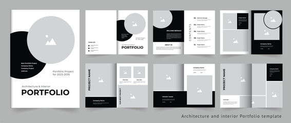 Fototapeta na wymiar Modern architecture and interior portfolio design template