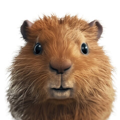 Fototapeta premium Adorable capybara closeup portait on transparent background, created with generative AI