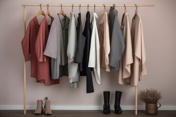 minimalist wardrobe with variety of versatile, comfortable pieces to create different looks, created with generative ai