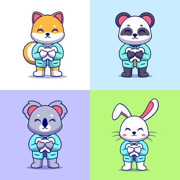 Free vector cute doctor animal cartoon vector icon illustration. animal icon concept isolated