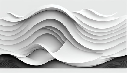 Flowing waves textures on a white background, Generative AI