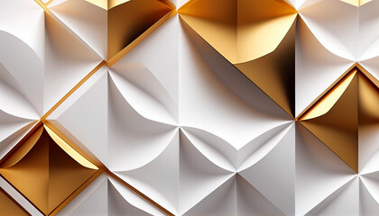 Obraz premium A geometric wallpaper background that has a gold and white pattern, Generative AI