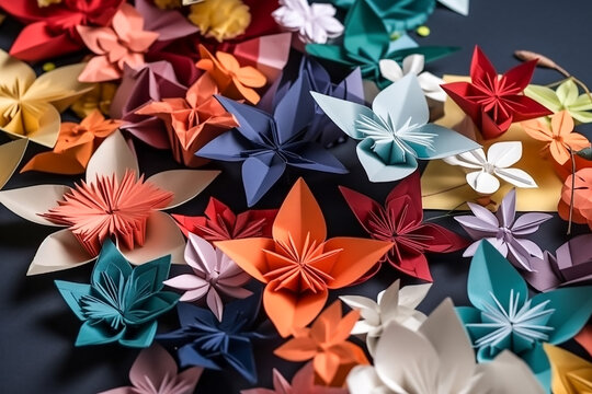 Bunte Blumen Origami KI