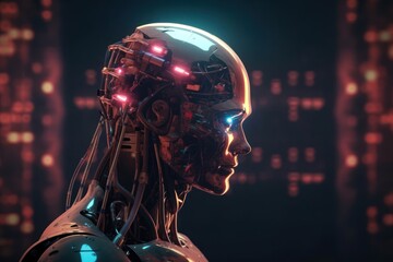 Fototapeta na wymiar Robot Computer Style Background With Copyspace Generative AI