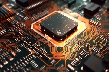 Computer Motherboard Background With Copyspace Generative AI