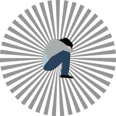 Vector de mujer mostrando un estado de tristeza o depresi&oacute;n