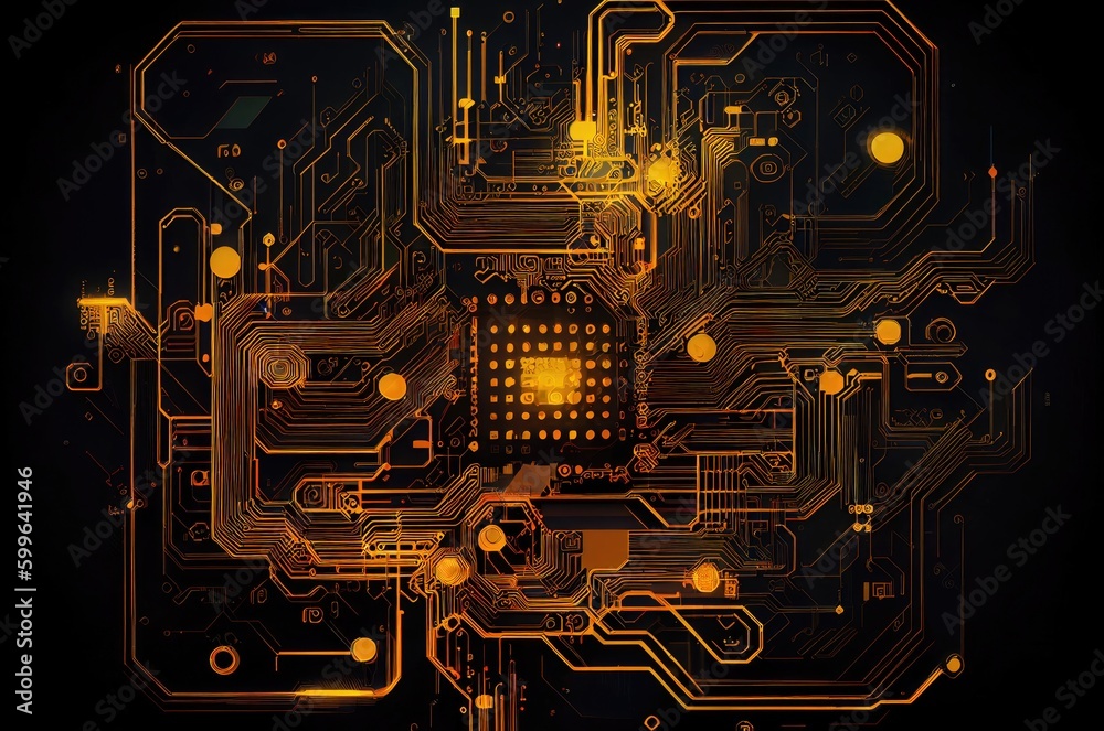 Poster computer chip design with copy space generative ai