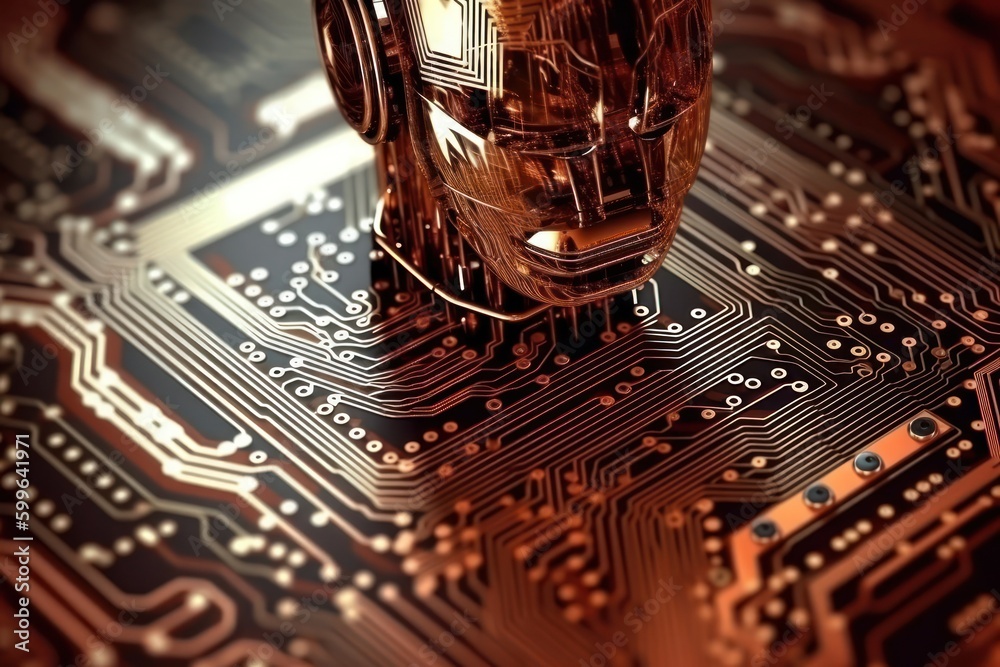 Aufkleber computer circuit background with copy space generative ai