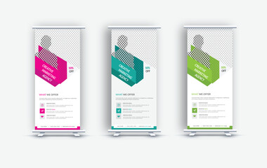 Business professional roll up banner, Corporate Roll Up Banner Signage Standee Template | Creative Business X Banner Design Layout with three Color Variations
