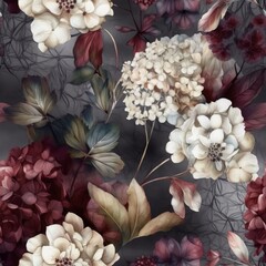 seamless pattern of a floral wallpaper with red and white flowers