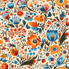 seamless pattern of a colorful floral pattern on a white background