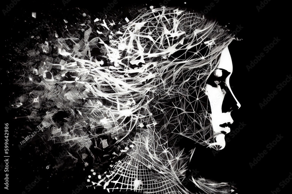 Poster computing code cyborg background with copyspace generative ai