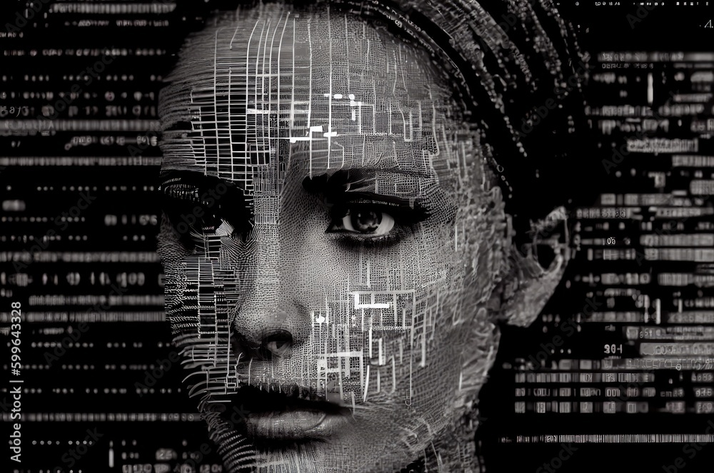 Poster supercomputer humanoid background with copy space generative ai