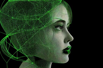 Green AI Humanoid Background With Copyspace Generative AI