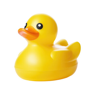 Isolated yellow plastic duck on transparent background, cutout , Generative AI