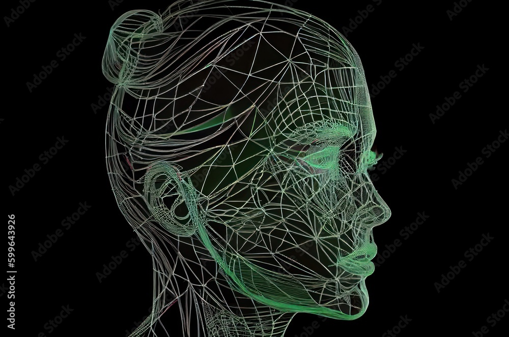 Poster green computing code humanoid background with copyspace generative ai