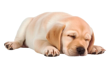 Sleepping labrador retriever puppy on a transparent background. Generative AI