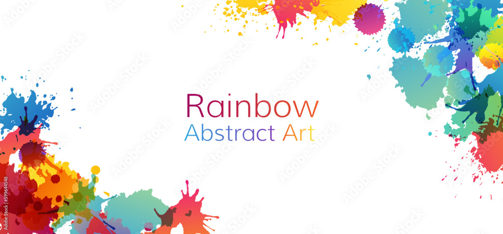 Canvas Prints rainbow abstract creative banner from paint splashes.
