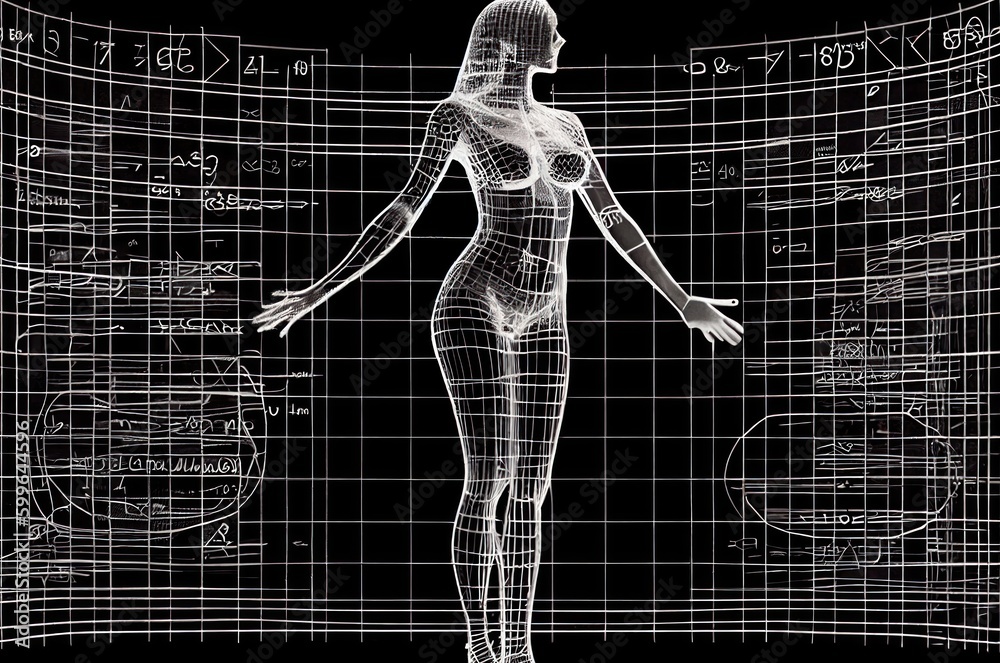 Poster computing code full body background with copy space generative ai
