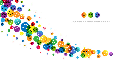 Emotion conceptual vector. Illustration with flying decoration elements from ranking emoji.
